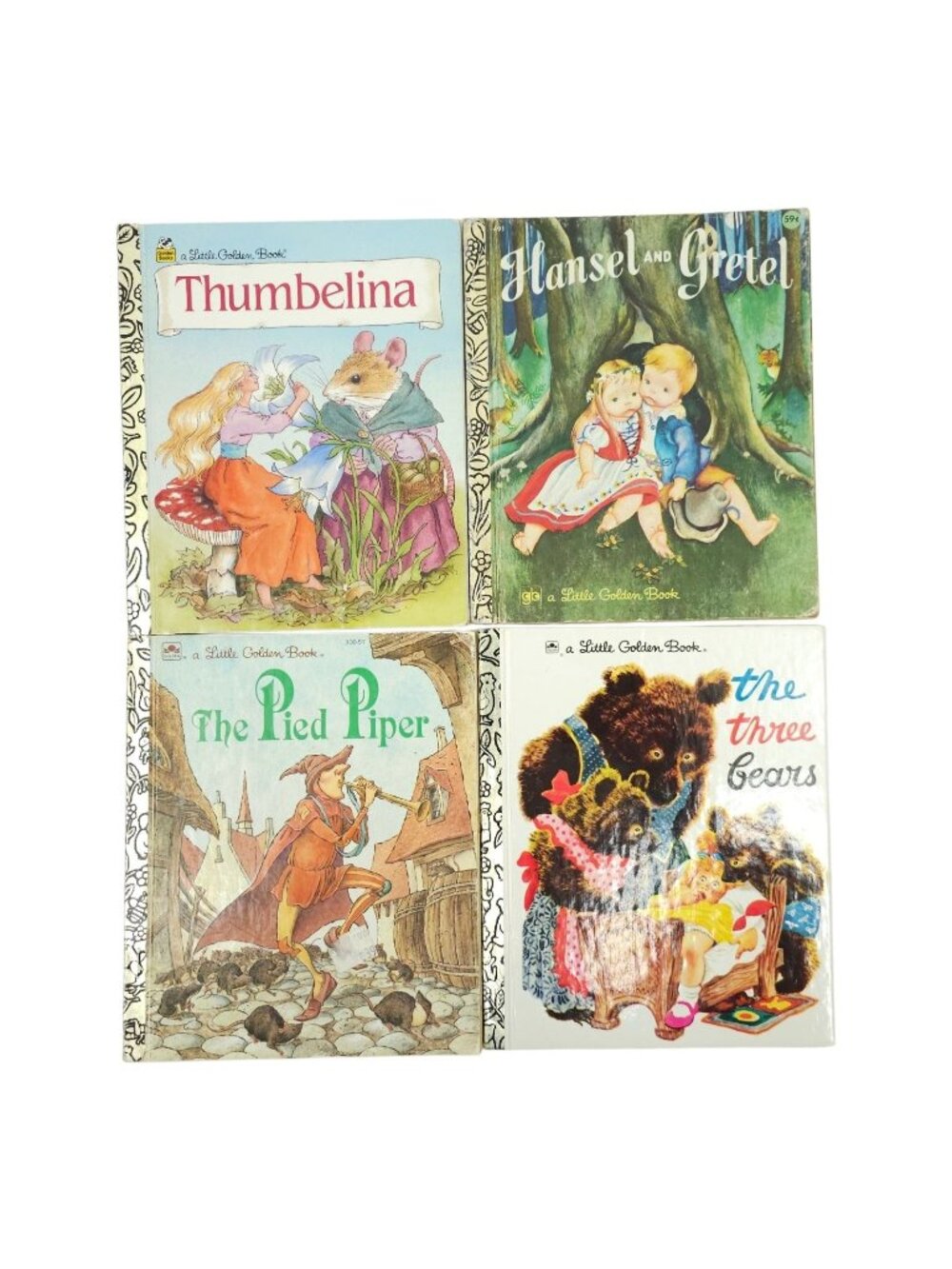 Little Golden Books Hansel Gretel Thumbelina Pied Piper Bears Vintage Lot of 4